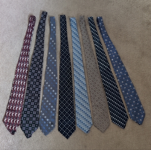 Set Of 8 Assorted Stafford Men's Silk Patterned Ties Bundle